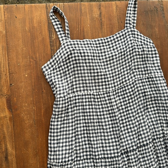 Abercrombie Maxi Blue and White Gingham Adjustable Strap Dress size Large - Picture 2 of 5